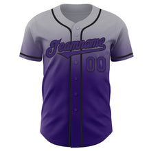 Load image into Gallery viewer, Custom Gray Purple-Black Authentic Fade Fashion Baseball Jersey
