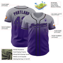 Load image into Gallery viewer, Custom Gray Purple-Black Authentic Fade Fashion Baseball Jersey
