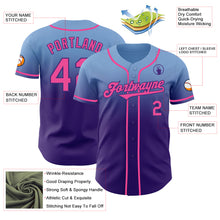 Load image into Gallery viewer, Custom Light Blue Pink-Purple Authentic Fade Fashion Baseball Jersey
