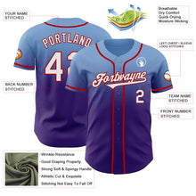 Load image into Gallery viewer, Custom Light Blue White Purple-Red Authentic Fade Fashion Baseball Jersey

