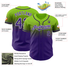 Load image into Gallery viewer, Custom Neon Green Purple-White Authentic Fade Fashion Baseball Jersey
