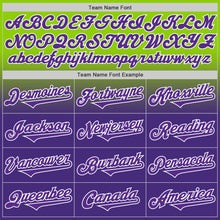 Load image into Gallery viewer, Custom Neon Green Purple-White Authentic Fade Fashion Baseball Jersey
