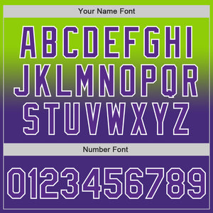 Custom Neon Green Purple-White Authentic Fade Fashion Baseball Jersey