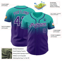 Load image into Gallery viewer, Custom Aqua Purple-White Authentic Fade Fashion Baseball Jersey

