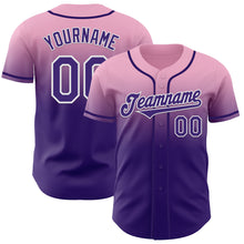 Load image into Gallery viewer, Custom Light Pink Purple-White Authentic Fade Fashion Baseball Jersey
