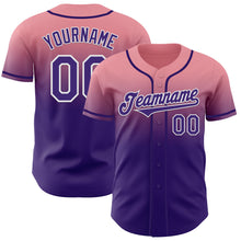 Load image into Gallery viewer, Custom Medium Pink Purple-White Authentic Fade Fashion Baseball Jersey
