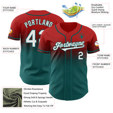 Load image into Gallery viewer, Custom Red White-Teal Authentic Fade Fashion Baseball Jersey
