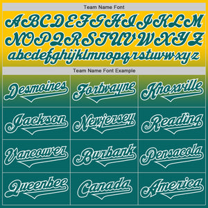 Custom Yellow Teal-White Authentic Fade Fashion Baseball Jersey