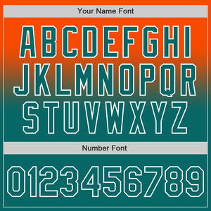 Custom Orange Teal-White Authentic Fade Fashion Baseball Jersey