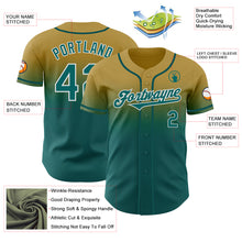 Load image into Gallery viewer, Custom Old Gold Teal-White Authentic Fade Fashion Baseball Jersey
