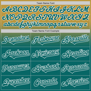 Custom Old Gold Teal-White Authentic Fade Fashion Baseball Jersey