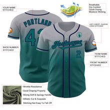 Load image into Gallery viewer, Custom Gray Teal-Navy Authentic Fade Fashion Baseball Jersey
