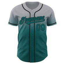 Load image into Gallery viewer, Custom Gray Teal-Black Authentic Fade Fashion Baseball Jersey
