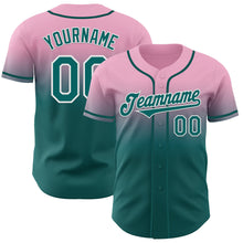 Load image into Gallery viewer, Custom Light Pink Teal-White Authentic Fade Fashion Baseball Jersey
