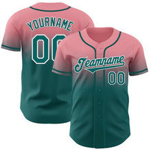 Load image into Gallery viewer, Custom Medium Pink Teal-White Authentic Fade Fashion Baseball Jersey
