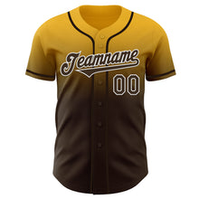 Load image into Gallery viewer, Custom Gold Brown-White Authentic Fade Fashion Baseball Jersey
