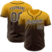 Load image into Gallery viewer, Custom Gold Brown-White Authentic Fade Fashion Baseball Jersey
