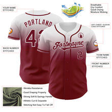 Load image into Gallery viewer, Custom White Crimson Authentic Fade Fashion Baseball Jersey

