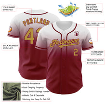 Load image into Gallery viewer, Custom White Old Gold-Crimson Authentic Fade Fashion Baseball Jersey
