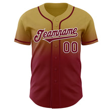 Load image into Gallery viewer, Custom Old Gold Crimson-White Authentic Fade Fashion Baseball Jersey
