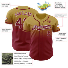 Load image into Gallery viewer, Custom Old Gold Crimson-White Authentic Fade Fashion Baseball Jersey

