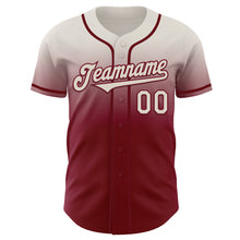 Load image into Gallery viewer, Custom Cream Crimson Authentic Fade Fashion Baseball Jersey
