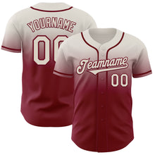 Load image into Gallery viewer, Custom Cream Crimson Authentic Fade Fashion Baseball Jersey
