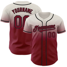 Load image into Gallery viewer, Custom Cream Crimson-Black Authentic Fade Fashion Baseball Jersey

