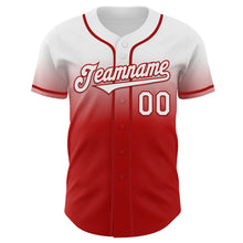 Load image into Gallery viewer, Custom White Red Authentic Fade Fashion Baseball Jersey

