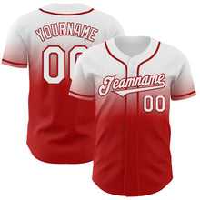 Load image into Gallery viewer, Custom White Red Authentic Fade Fashion Baseball Jersey
