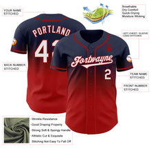 Load image into Gallery viewer, Custom Navy White-Red Authentic Fade Fashion Baseball Jersey
