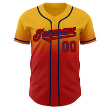Load image into Gallery viewer, Custom Gold Red-Navy Authentic Fade Fashion Baseball Jersey
