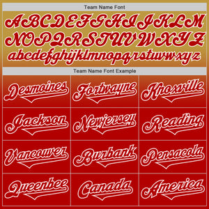 Custom Old Gold Red-White Authentic Fade Fashion Baseball Jersey