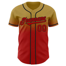 Load image into Gallery viewer, Custom Old Gold Red-Black Authentic Fade Fashion Baseball Jersey
