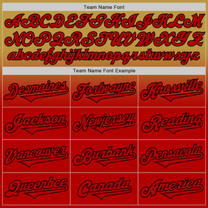 Custom Old Gold Red-Black Authentic Fade Fashion Baseball Jersey