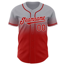 Load image into Gallery viewer, Custom Gray Red-White Authentic Fade Fashion Baseball Jersey
