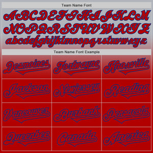Custom Gray Red-Royal Authentic Fade Fashion Baseball Jersey