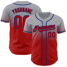 Load image into Gallery viewer, Custom Gray Red-Royal Authentic Fade Fashion Baseball Jersey
