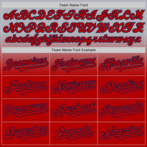 Custom Gray Red-Navy Authentic Fade Fashion Baseball Jersey