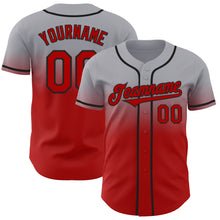 Load image into Gallery viewer, Custom Gray Red-Black Authentic Fade Fashion Baseball Jersey
