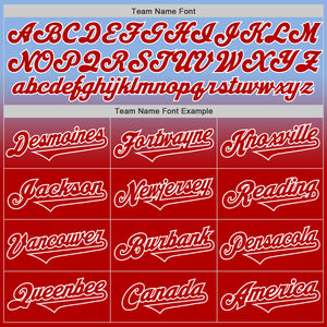 Custom Light Blue Red-White Authentic Fade Fashion Baseball Jersey