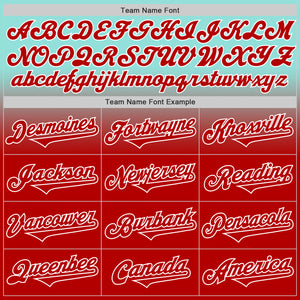 Custom Ice Blue Red-White Authentic Fade Fashion Baseball Jersey