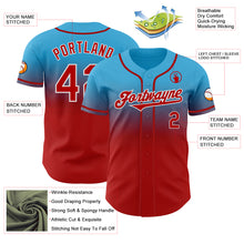 Load image into Gallery viewer, Custom Sky Blue Red-White Authentic Fade Fashion Baseball Jersey
