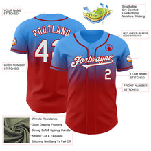 Load image into Gallery viewer, Custom Electric Blue White-Red Authentic Fade Fashion Baseball Jersey
