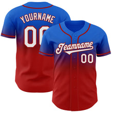 Load image into Gallery viewer, Custom Thunder Blue White-Red Authentic Fade Fashion Baseball Jersey
