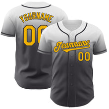Load image into Gallery viewer, Custom White Gold-Steel Gray Authentic Fade Fashion Baseball Jersey
