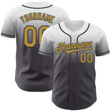 Load image into Gallery viewer, Custom White Old Gold-Steel Gray Authentic Fade Fashion Baseball Jersey

