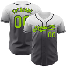 Load image into Gallery viewer, Custom White Neon Green-Steel Gray Authentic Fade Fashion Baseball Jersey

