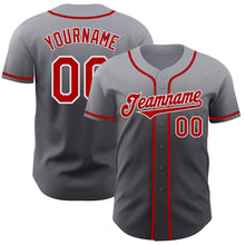 Load image into Gallery viewer, Custom Gray Red Steel Gray-White Authentic Fade Fashion Baseball Jersey

