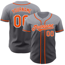 Load image into Gallery viewer, Custom Gray Orange Steel Gray-White Authentic Fade Fashion Baseball Jersey
